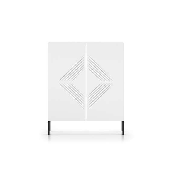 Skjenk Clear - 100 cm - hvit matt - 2 dører - metall ben