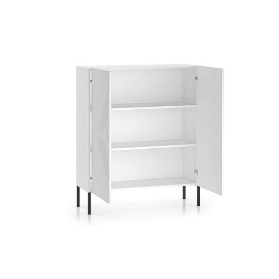 Skjenk Clear - 100 cm - hvit matt - 2 dører - metall ben