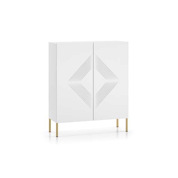 Skjenk Clear - 100 cm - hvit matt - 2 dører - metall ben