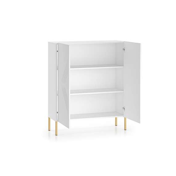 Skjenk Clear - 100 cm - hvit matt - 2 dører - metall ben