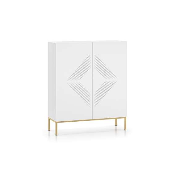 Skjenk Clear - 100 cm - hvit matt - 2 dører - metall ramme