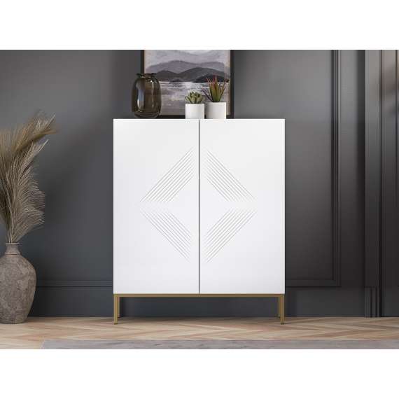 Skjenk Clear - 100 cm - hvit matt - 2 dører - metall ramme