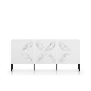 Skjenk Clear - 170 cm - hvit matt - 3 dører - metall ben