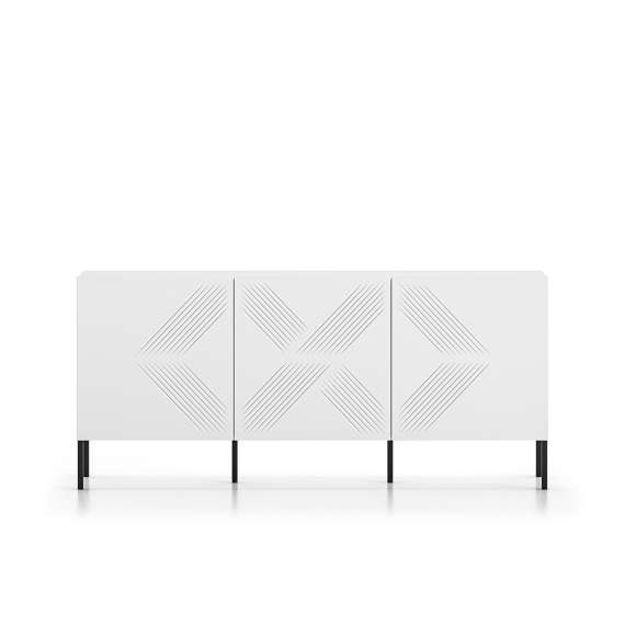 Skjenk Clear - 170 cm - hvit matt - 3 dører - metall ben