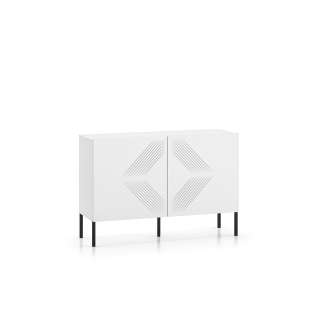 Skjenk Clear - 114x77 cm - hvit matt - 2 dører - metall ben