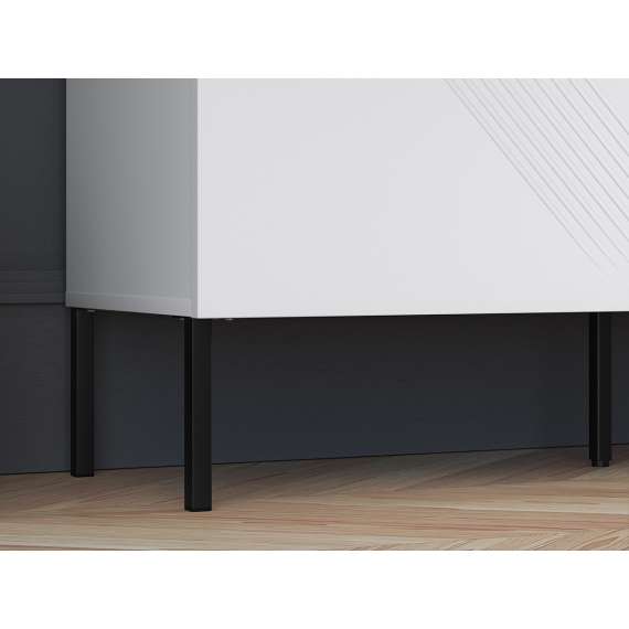 Skjenk Clear - 114x77 cm - hvit matt - 2 dører - metall ben