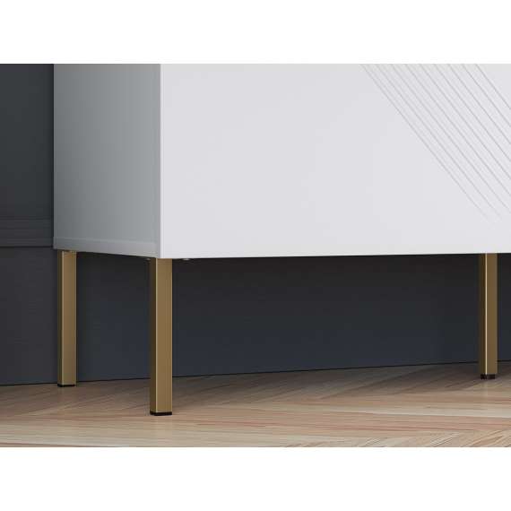 Skjenk Clear - 114x77 cm - hvit matt - 2 dører - metall ben