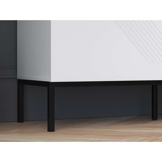 Skjenk Clear - 114x77 cm - hvit matt - 2 dører - metall ramme