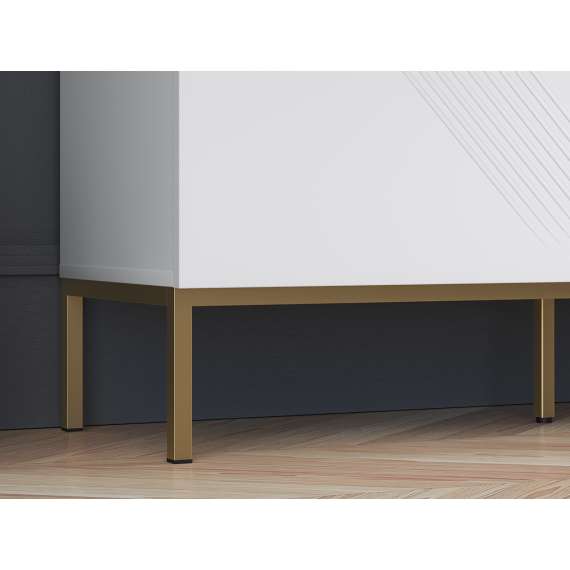 Skjenk Clear - 114x77 cm - hvit matt - 2 dører - metall ramme