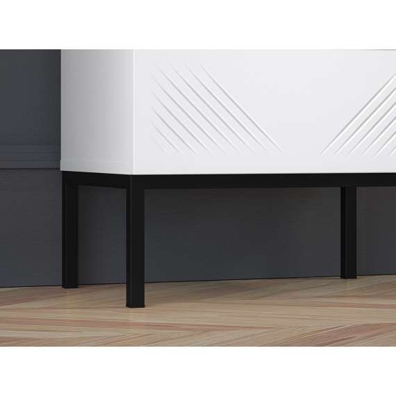 Nattbord Clear - 53x50 cm - hvit matt - 1 skuff - metall ramme