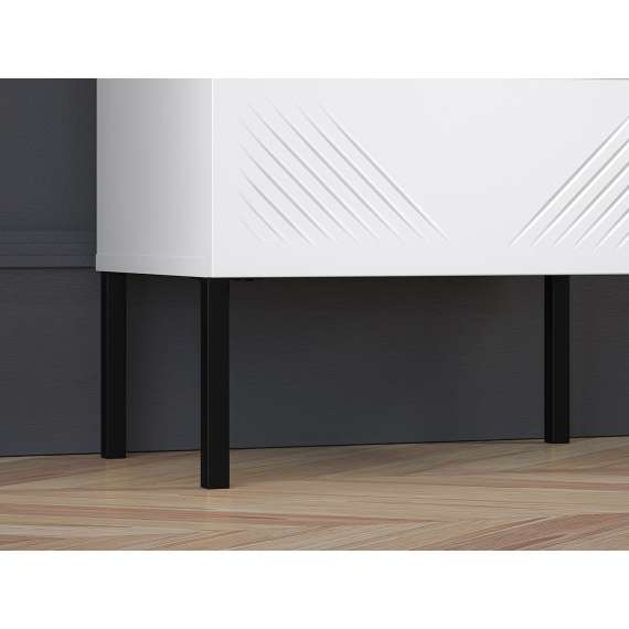 Nattbord Clear - 53x50 cm - hvit matt - 1 skuff - metall ben