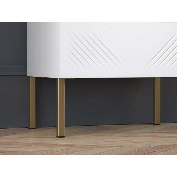 Nattbord Clear - 53x50 cm - hvit matt - 1 skuff - metall ben