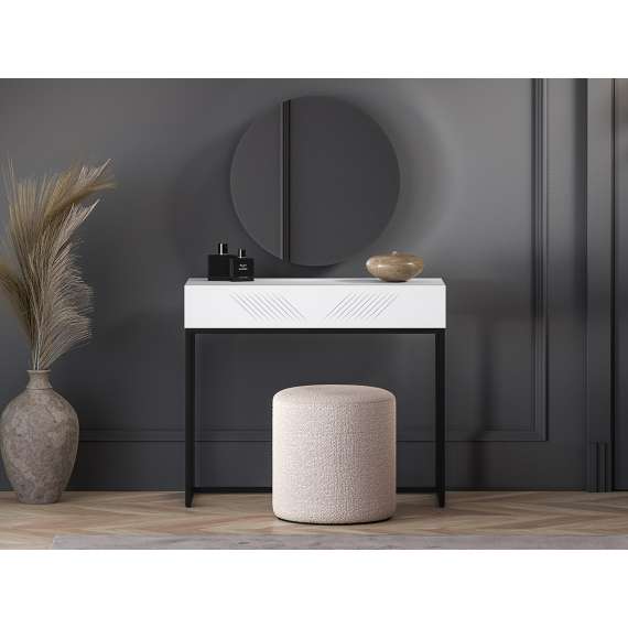 Sminkebord Clear - 92x78 cm - hvit matt - 1 skuff - metall ramme