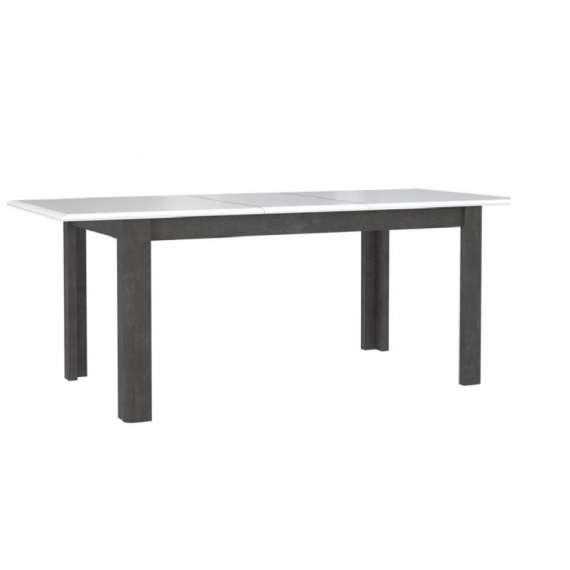 Spisebord Canne 160-207 cm - hvit høyglans - mørk betong