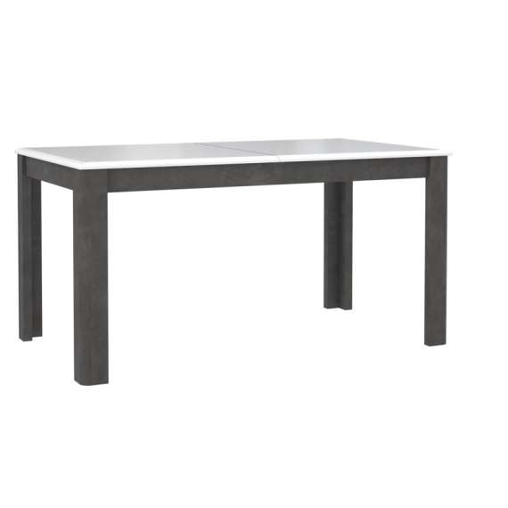 Spisebord Canne 160-207 cm - hvit høyglans - mørk betong