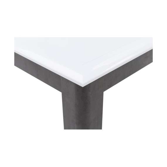 Spisebord Canne 160-207 cm - hvit høyglans - mørk betong