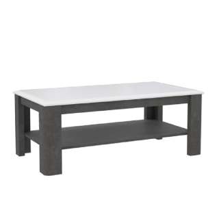 Stuebord Canne 110x60 cm - hvit høyglans - mørk betong