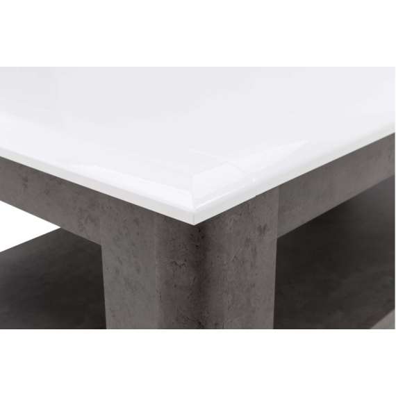 Stuebord Canne 110x60 cm - hvit høyglans - mørk betong