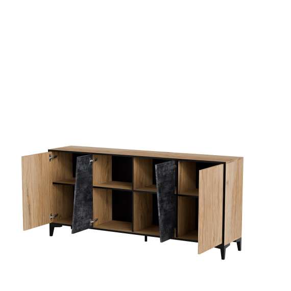 Skjenk Ovo 180x83 cm - 4 dører - eik prado - betong