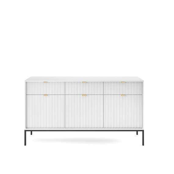 Skjenk Nova 154x83 cm - Hvit matt - Spiler - 3 dører - 3 skuffer