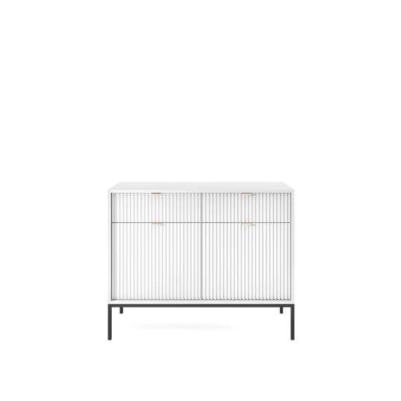 Skjenk Nova 104x83 cm - Hvit matt - Spiler - 2 dører - 2 skuffer