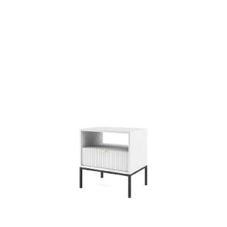 Nattbord Nova 54x56 cm - Hvit matt - Spiler - med skuff