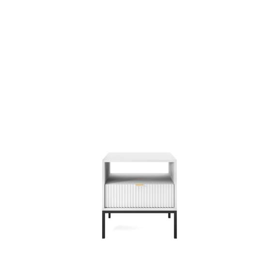 Nattbord Nova 54x56 cm - Hvit matt - Spiler - med skuff