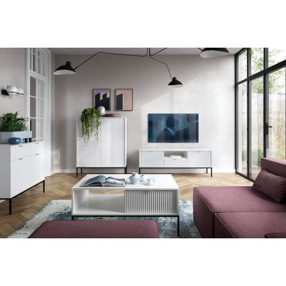 Nattbord Nova 54x56 cm - Hvit matt - Spiler - med skuff