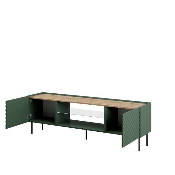 Tv-benk ONDA 180x58 - grønn - 2 dører - elektrisk peis
