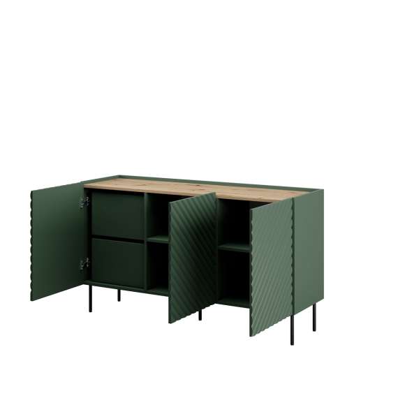 Skjenk ONDA 150x85 - grønn - 3 dører - 2 innvendige skuffer