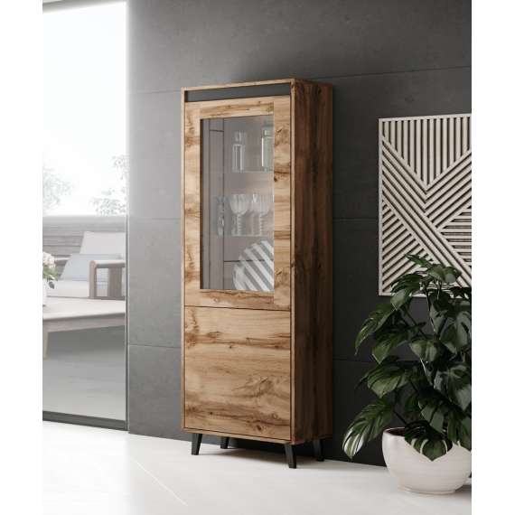 Vitrineskap NORD - 60x183 cm - eik wotan