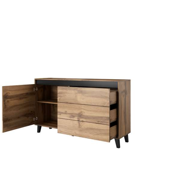 Skjenk Nord 138x83 cm - eik wotan - 1 dør 3 skuffer