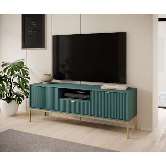 Tv-benk Nova 154x56 cm - grønn - riller