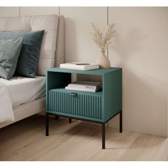 Nattbord Nova 54x56 cm - grønn - med skuff