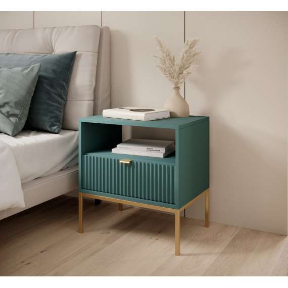 Nattbord Nova 54x56 cm - grønn - med skuff
