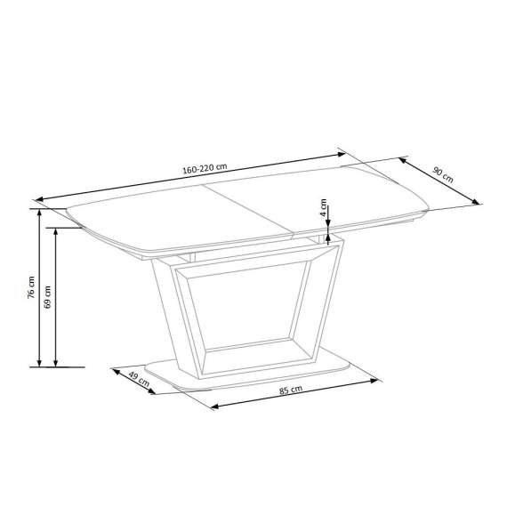 Spisebord Blacky 160-220x90 cm - eik - uttrekkbart