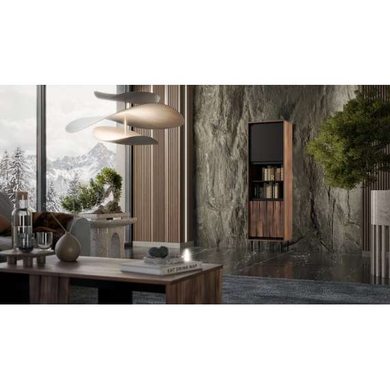 Vitrineskap Swing 53x179 - valnøtt - svart