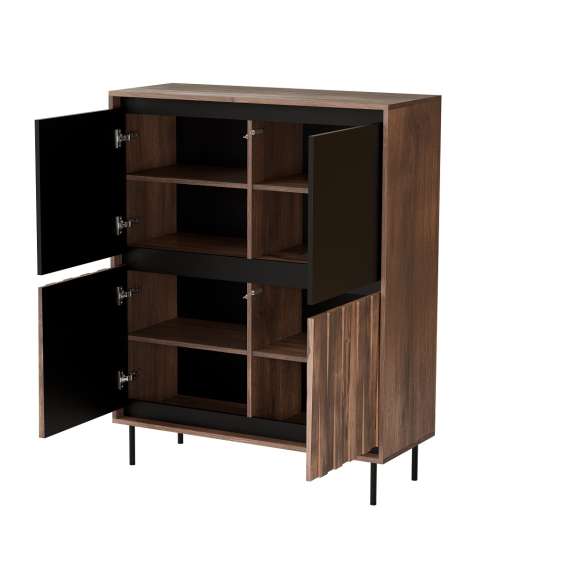 Skap Swing 102x128 - valnøtt - svart - 4 dører