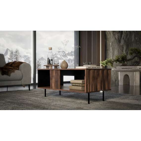 Sofabord Swing 100x54 cm - valnøtt - svart