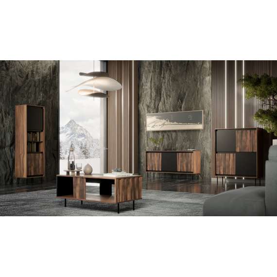 Sofabord Swing 100x54 cm - valnøtt - svart