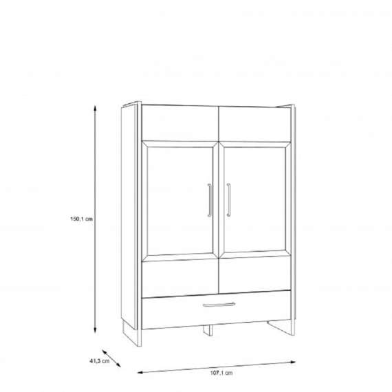 Vitrineskap Mann River 107x150 cm - 2 dører - belysning