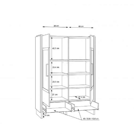Vitrineskap Mann River 107x150 cm - 2 dører - belysning