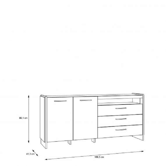 Skjenk Mann River 186x86 cm - 2 dører - 3 skuffer