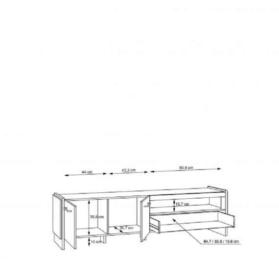 Tv-benk Mann River 186x51 cm - 2 dører - 1 skuff