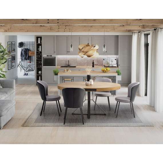 Spisebord Mercy 120-160x120 cm - eik - uttrekkbart