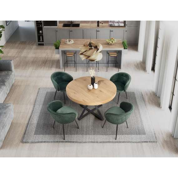 Spisebord Mercy 120-160x120 cm - eik - uttrekkbart