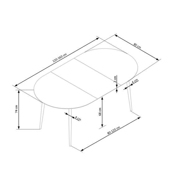 Spisebord Colorado 120-160x80 cm - eik - uttrekkbart