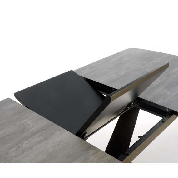 Spisebord Vinston 180-230x95 cm - grå trestruktur - sort