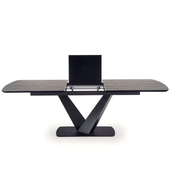 Spisebord Vinston 180-230x95 cm - grå trestruktur - sort