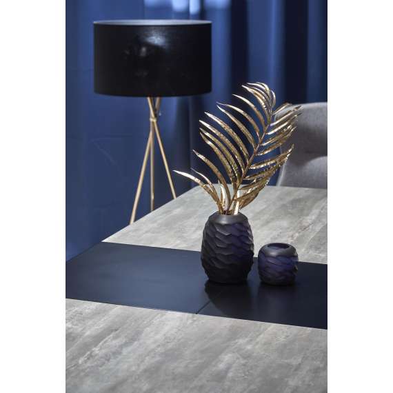 Spisebord Vinston 180-230x95 cm - grå trestruktur - sort